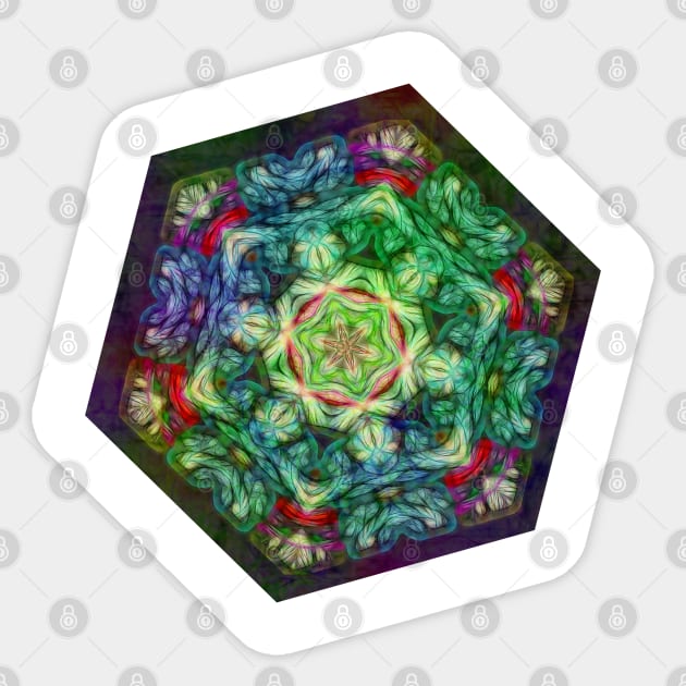 Stained glass fractal kaleidoscope Sticker by hereswendy